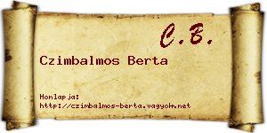 Czimbalmos Berta névjegykártya